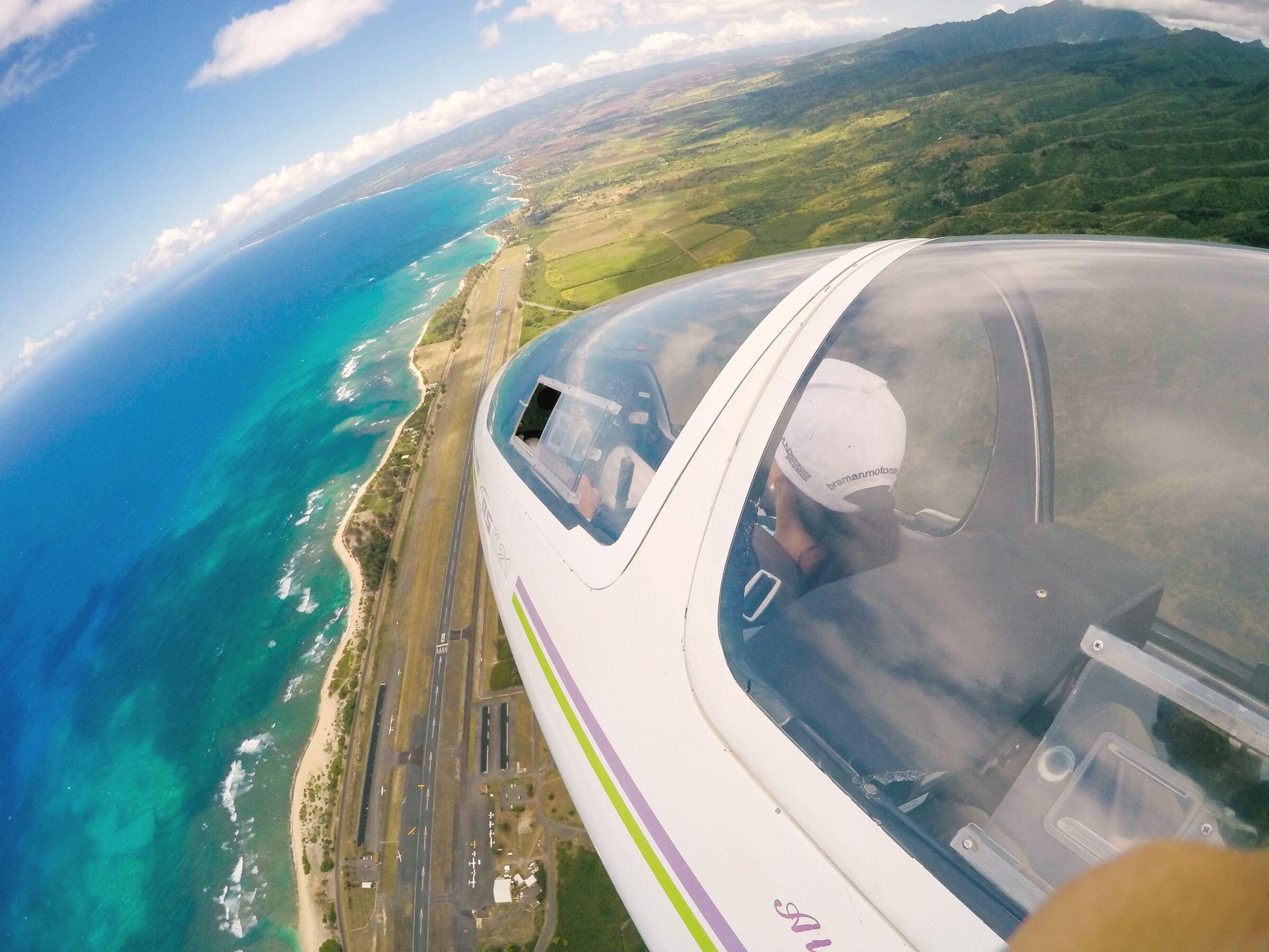 Dillingham Airfield runway with the Waiʻanae mountains behind it on Oahu's North Shore